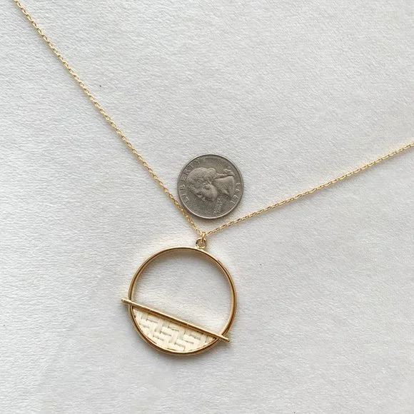 Wanderlust + Co Gold Raffia Woven Necklace - Picture 2 of 4